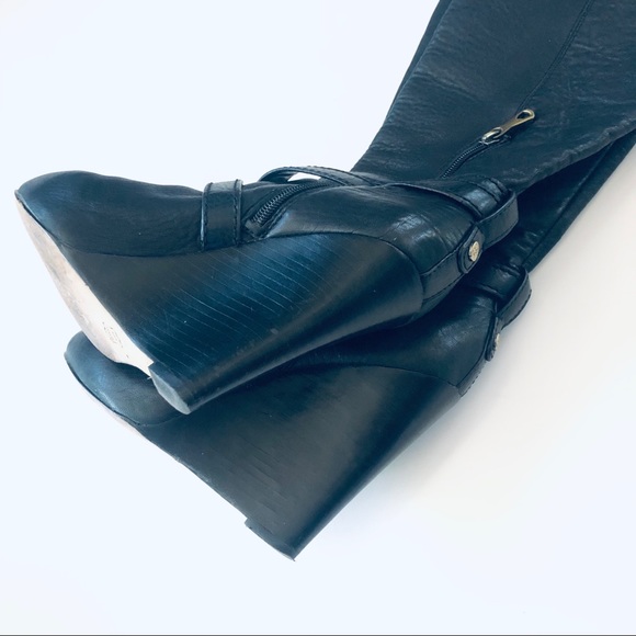 BCBGMAXAZRIA Black Leather Remy Wedge Boot Black - Picture 6 of 10